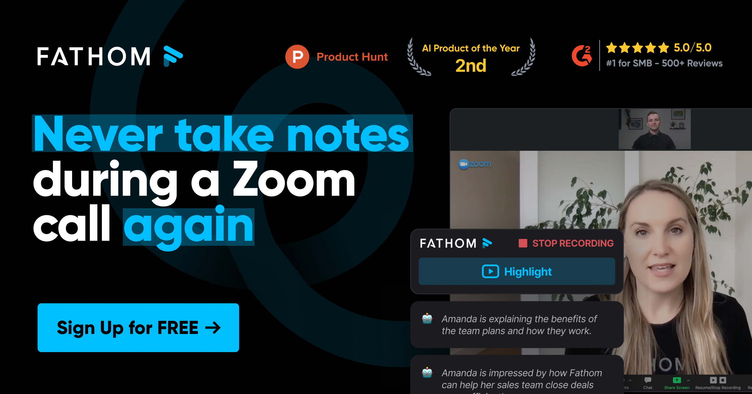 Fathom - Never take notes on a Zoom call again